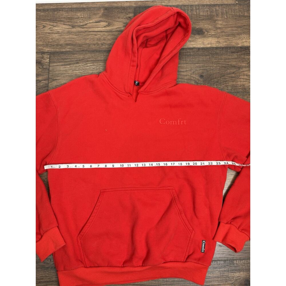 Comfrt Men's Red Fleece Pullover Hoodie Pockets Logo Sz XL READ - Picture 5 of 7